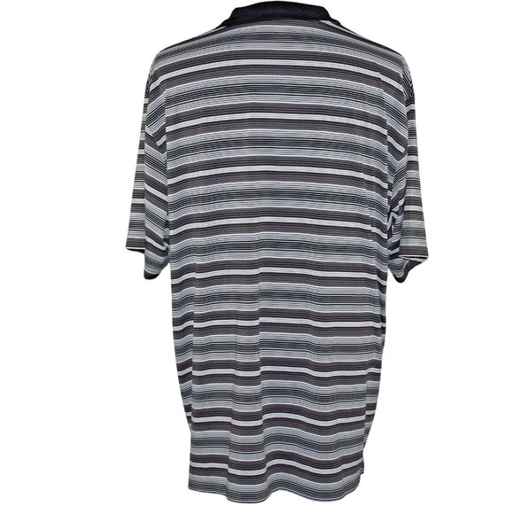 Duluth Trading Co 2XL Pocket Wick Away Collared Striped Gray Black 3 Button Polo - Picture 2 of 5